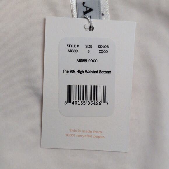 Andie 90s High Waisted Bikini Bottom Coconut (White / Cream) Textured S New - Picture 11 of 11